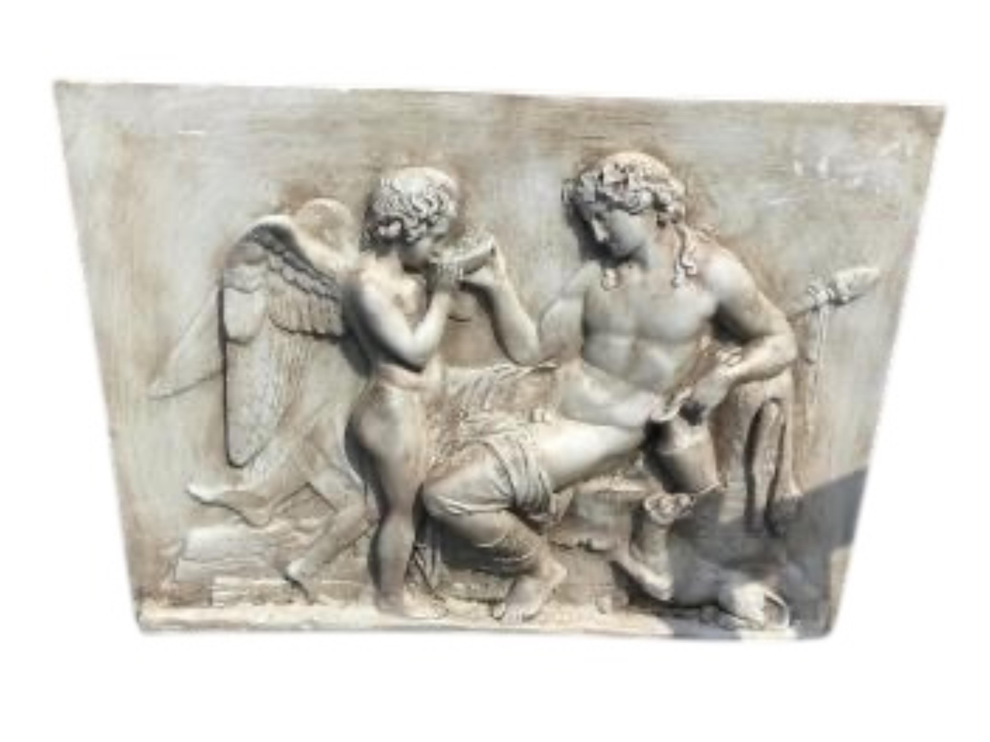 A rectangular cast plaster classical wall plaque, width 70cm, height 52cm